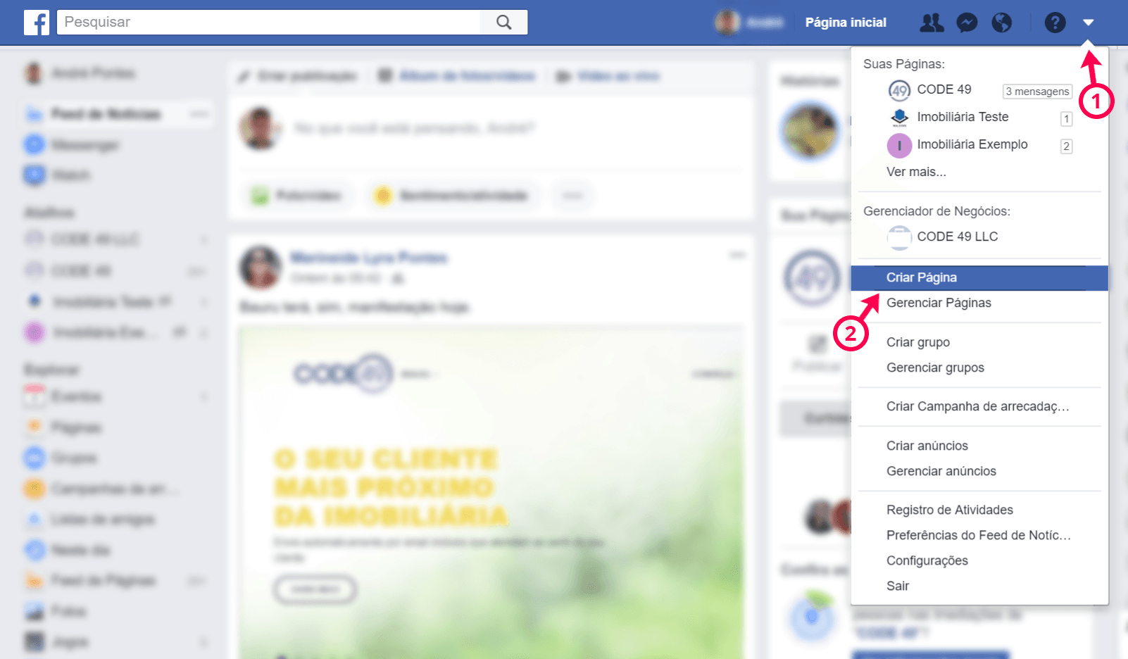 criar página do facebook para imobiliária